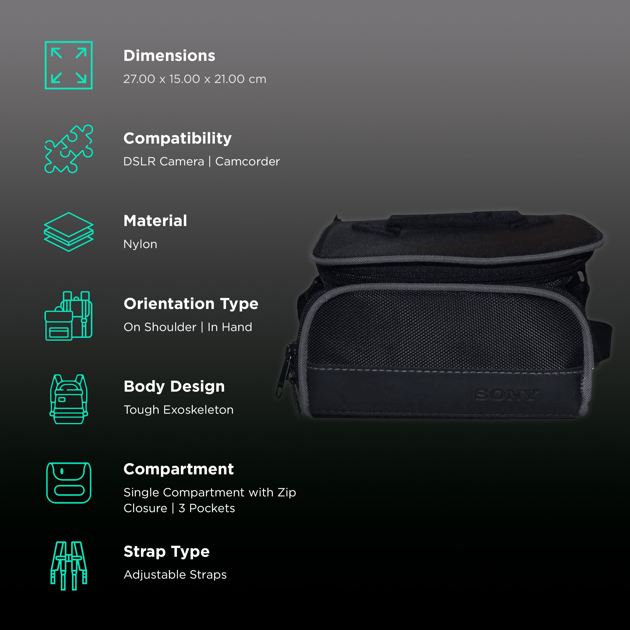 Buy SONY MII-HD2 Nylon Camera Pouch For DSLR ( Protective Interior